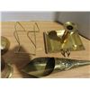 Image 3 : Lot of brass items, clock, spoons and paperweight