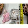 Image 7 : Lot of Porcelain Doll and Decorative Baskets.