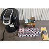 Image 1 : keurig coffee maker, usb cup warmer unopened and 23 coffee pods