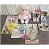 Image 1 : vintage baby shoes, 4 vintage childrens books and a baby ms. Piggy stuffy