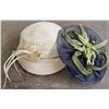 Image 2 : navy and green fascinator and felt hat