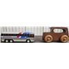 Image 1 : vintage 1979 buddy L corp grey hound Americruiser bus and vintage handmade wooden truck
