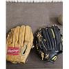 Image 3 : 4 baseball gloves 3 left hand mitts, a right handed mitt and a soft ball