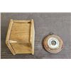 Image 1 : vintage baro meter and salt box