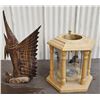 Image 1 : ducks unlimited candle hoder box and wooden swordfish statue