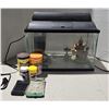 Image 2 : fish tank with filter 3 landscape items and fish food