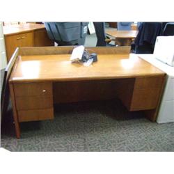 Cherry Oak Double Pedestal Executive Desk