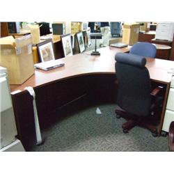 Cherry L-shape Sweep Front Executive Desk