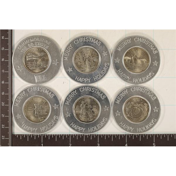 6 ENCASED STATE QUARTERS: 1999-D GEORGIA, 2000-P