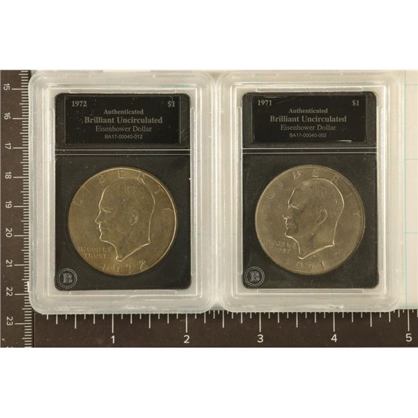 1971 & 1972 IKE DOLLARS BOTH ARE BRILLIANT UNC