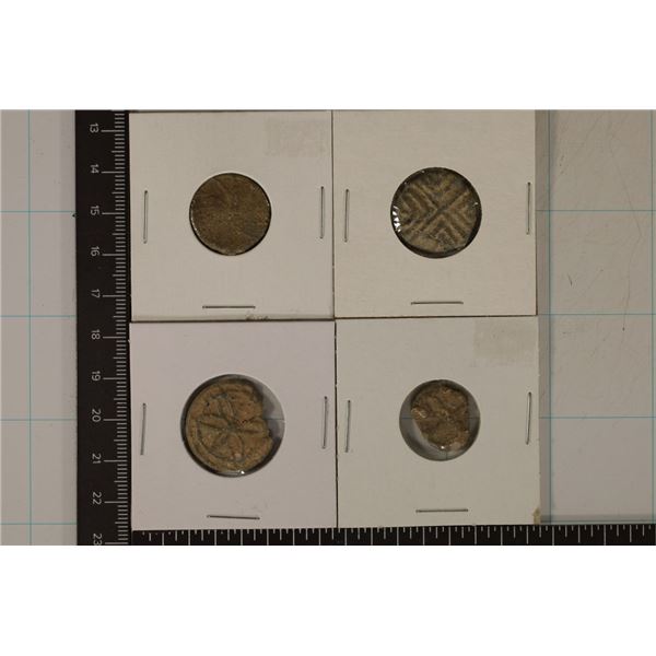 4-ANCIENT TO MEDIEVAL CLAY & LEAD MOLDED COIN SIZE