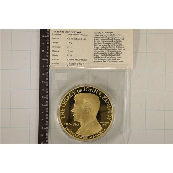 2 3/4" PROOF 24KT GOLD LAYERED 110 GRAM 2014