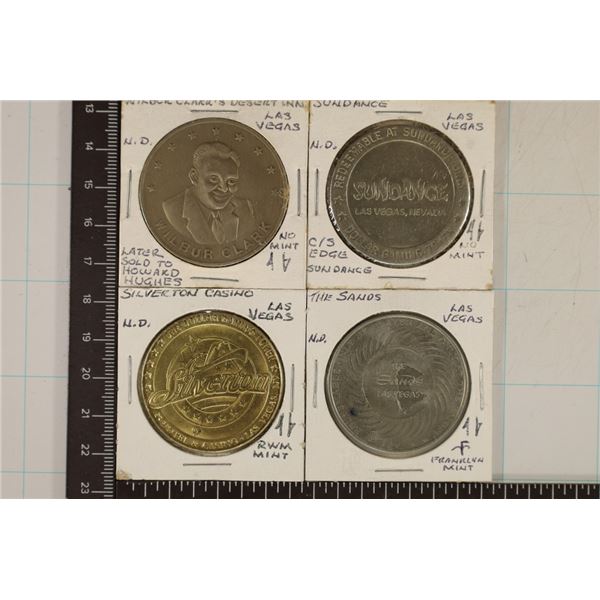 4-CASINO TOKENS: WILBUR CLARKS DESERT INN LATER