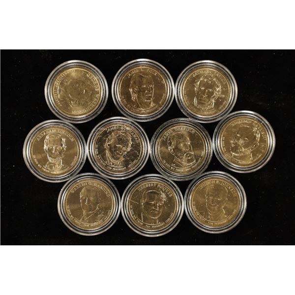 10-BRILLIANT UNC PRESIDENTIAL DOLLARS: 2007-