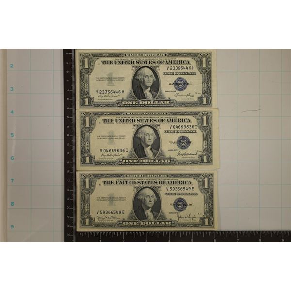 1935-D, 35-E & 1935-F $1 SILVER CERTIFICATES AU-