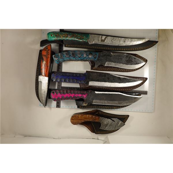 3 DAMASCUS & 3 CARBON STEEL BRAND NEW KNIVES