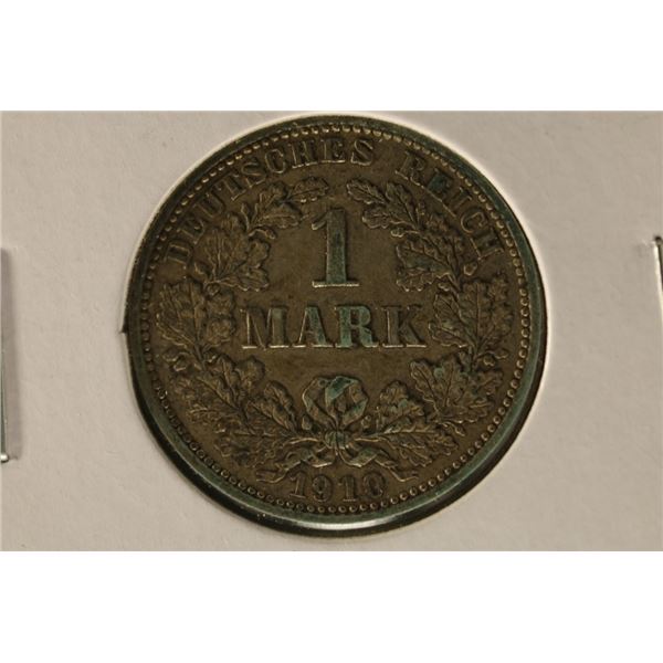 1910-D GERMAN SILVER 1 MARK .1606 OZ. ASW