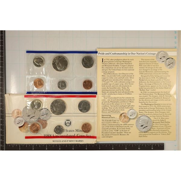 1988 US MINT SET (UNC) P/D (WITH ENVELOPE) AND