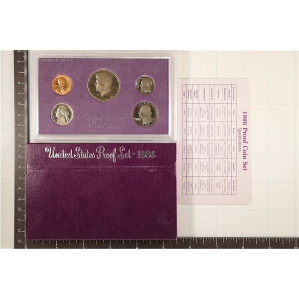 1986 US PROOF SET (WITH BOX) AND CERTIFICATE