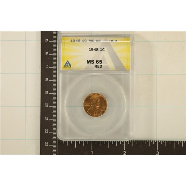 1948 LINCOLN WHEAT CENT ANACS MS65 RED