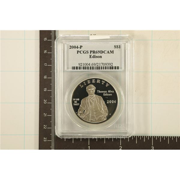 2004-P US EDISON SILVER DOLLAR PCGS PR69 DCAM