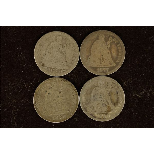 1855,1877, 1889 & 1890 SILVER SEATED LIBERTY DIMES