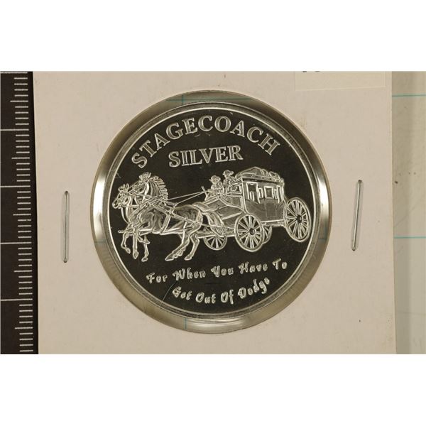 1 TROY OZ .999 FINE SILVER PROOF ROUND STAGECOACH