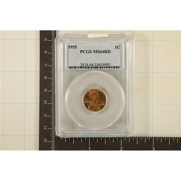 1955 LINCOLN WHEAT CENT PCGS MS64RD