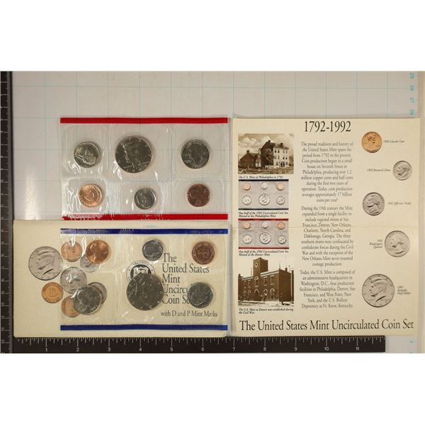 1992 US MINT SET (UNC) P/D (WITH ENVELOPE)