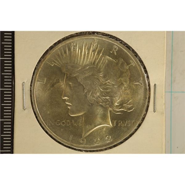 1922 PEACE SILVER DOLLAR. BRILLIANT UNC