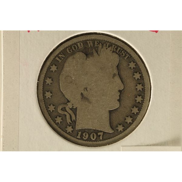 1907-O SILVER BARBER HALF DOLLAR