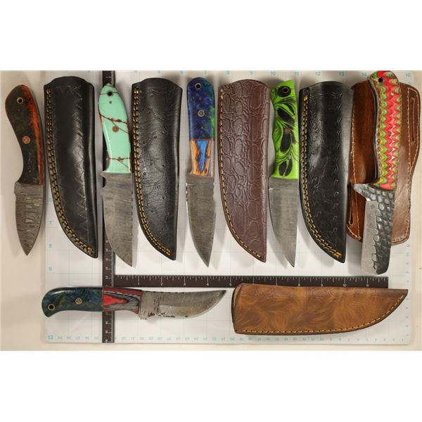 5 DAMASCUS STEEL & 1 CARBON STEEL HUNTING/GENERAL