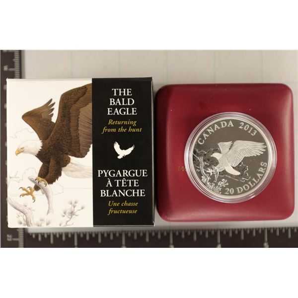 2013 CANADA $20 PF BALD EAGLE COIN WITH CERT. &