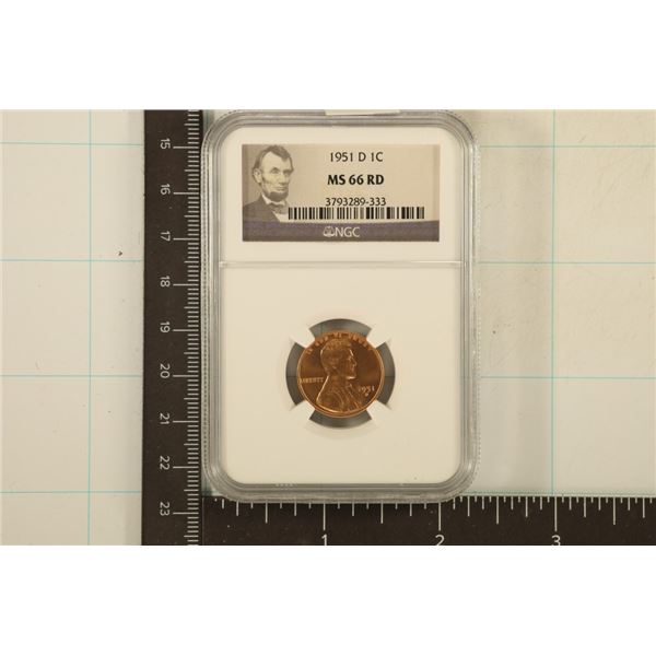 1951 LINCOLN WHEAT CENT NGC MS66RD