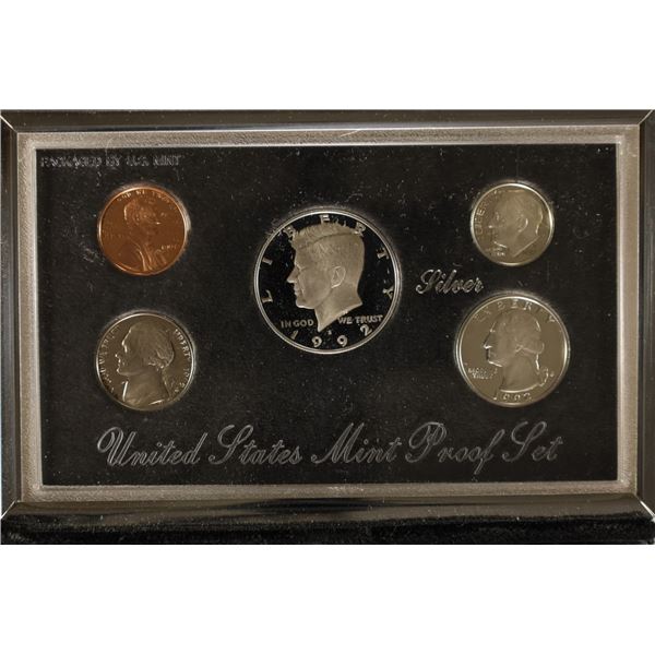 1992 US SILVER PREMIER PROOF SET (WITH BOX) AND