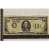 1934 US $100 FRN, GREEN SEAL.  INK ON REVERSE