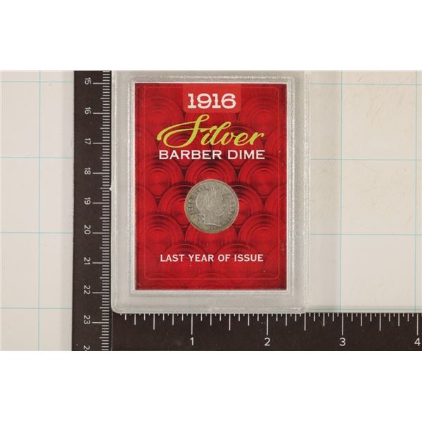 LAST YEAR OF ISSUE 1916-S BARBER DIME IN CASE