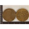 2- ISRAEL 2.75" BRONZE MEDALS: BOTH ARE EDGE