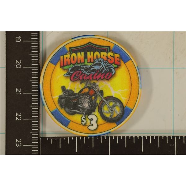 $3 IRON HORSE CASINO CHIP. EVERETT, WASHINGTON