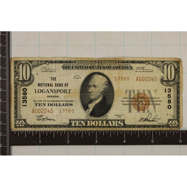 1929 US $10 NATIONAL CURRENCY, BROWN SEAL