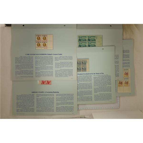 5 SHEETS OF US POSTAL BLOCKS: 1 BLOCK OF 5 CENT,
