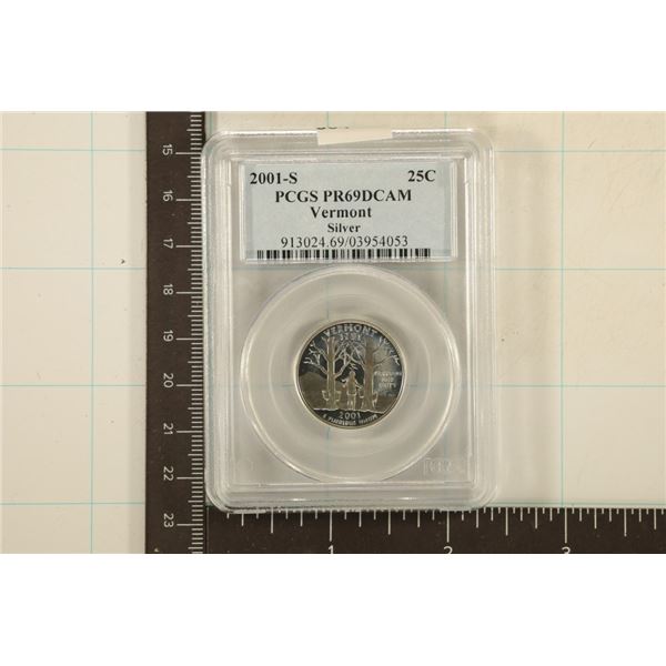 2001-S SILVER VERMONT QUARTER PCGS PR69 DCAM