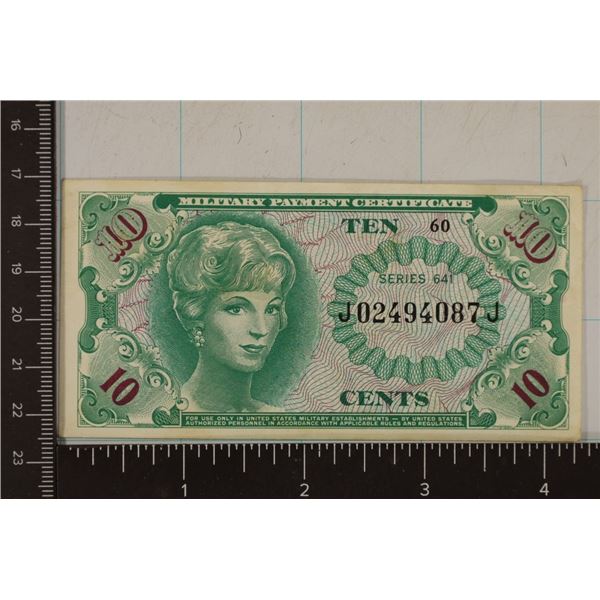 SERIES 651 US 10 CENT MILITARY PAYMENT CERT. AU