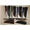 Image 1 : 6 DAMASCUS STEEL BRAND NEW KNIVES WITH LEATHER