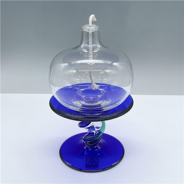 Art Czech Republic Handblown Glass Oil Lamp and Burner
