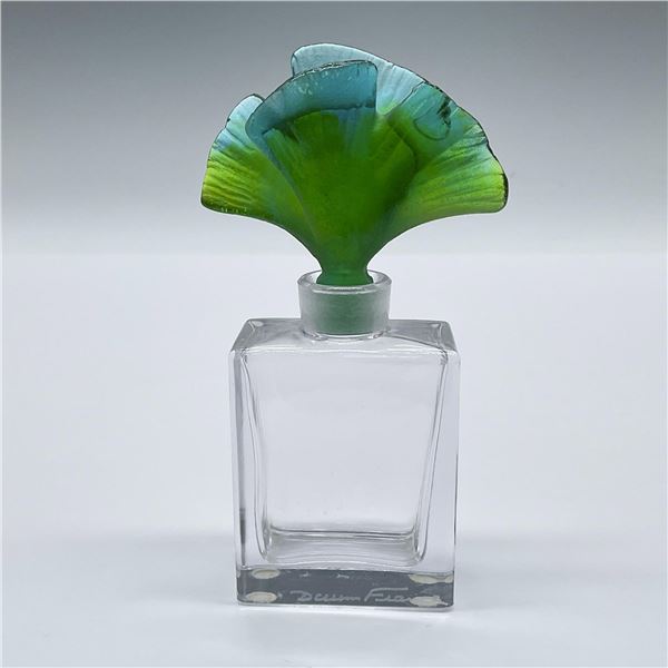 Daum Glass Perfume Bottle with Green-Blue Stopper, Ginkgo