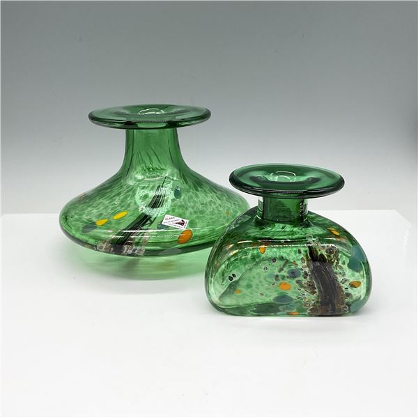 2pc Atelier Beranek Handblown Art Glass Vases
