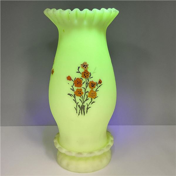 2pc Uranium Glass Custard Table Lamp