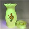 Image 5 : 2pc Uranium Glass Custard Table Lamp