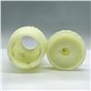 Image 6 : 2pc Uranium Glass Custard Table Lamp